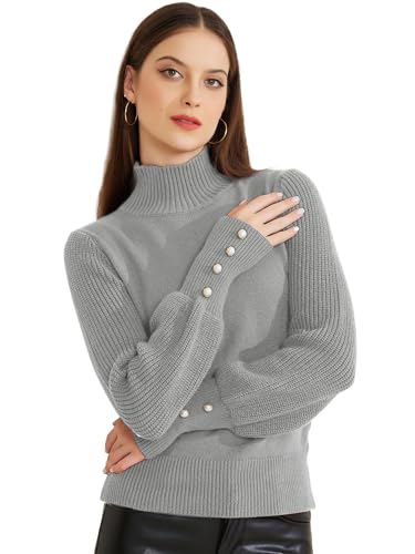 Image of Allegra K Women's Ribbed Long Sleeve Turtleneck Stretch Winter Pullover Knit Sweater Top
