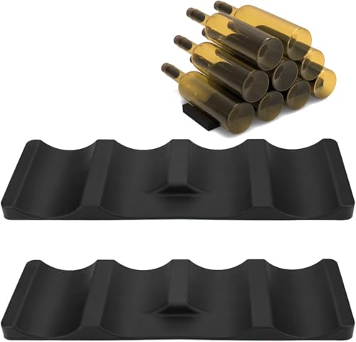 MSIHEY 2 Pièces Range Bouteille Frigo Bouteille Empilable en Silicone Jusqu’à 10 Bouteilles Support Bouteille Vin Antidérapant Tapis en Bière pour Cuisine Réfrigérateur Comptoir Garde-Manger
