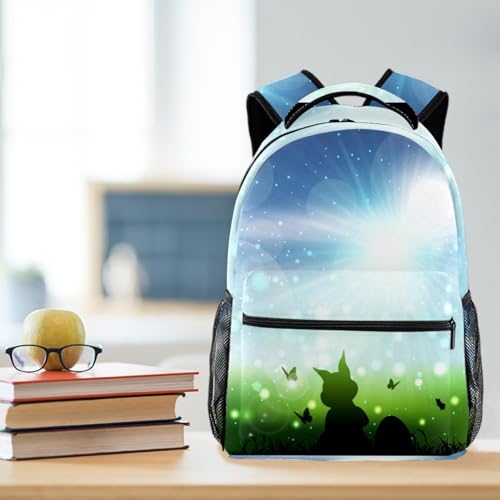 Sac à dos d'école lapin de Pâques multicolore pour filles et adolescents