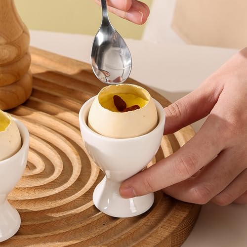Soporte para huevos suaves hervidos en cerámica: juego de 4 piezas antideslizantes 7