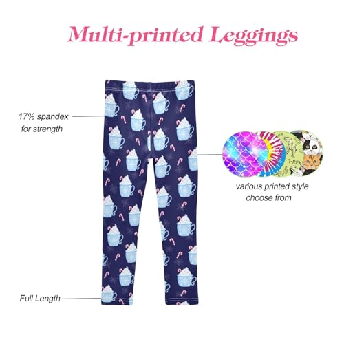 CaTaKu Girls Leggings Christmas Cups Candy Cane Leggings for Girls Kids Athletic Workout Yoga Pants Size 4-10T4