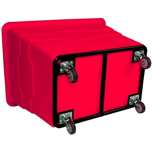ReadySpace Commercial 16 Bushel Utility Cart with Steel Base, Poly Box Basket Truck, Laundry Cart, and Rolling Trash Bin, 47-Inch x 34.75-Inch x 35.5-Inch, 1000 Pound Weight Capacity, Red - Thumbnail 5