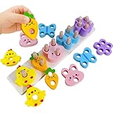 UURM Easter Montessori Toys for 1 2 3 Years, Wooden Counting & Stacking Toys for Toddlers Educational Learning Toys Easter Basket Stuffers