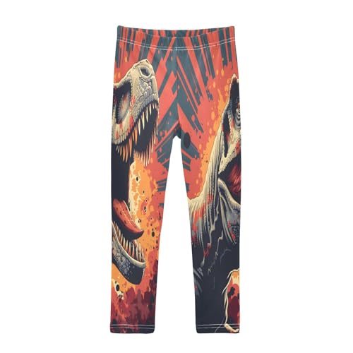 Toddler Girls Leggings Printed Yoga Pants Leggings T-rex Vector Style Portrait for Kids