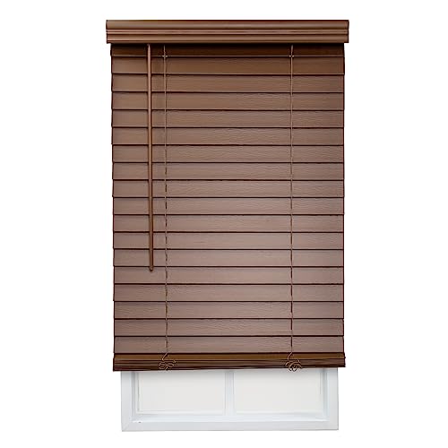 Dez Furnishings Qjbk230480 2 In. Cordless Faux Wood Blind, 23W X 48L Inches, Dark Oak #TOP5