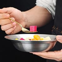 MOBUTOFU Edelstahl Teller 23cm Große Salatschüssel aus Edelstahl Leichte Runde Metallschüssel für Küche und Camping mit Einfachem Waschkomfort – Ansicht 5
