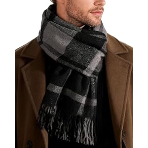 FURTALK Winter Scarf for Men Long Soft Warm Scarves Plaid Tassel Scarf for Men