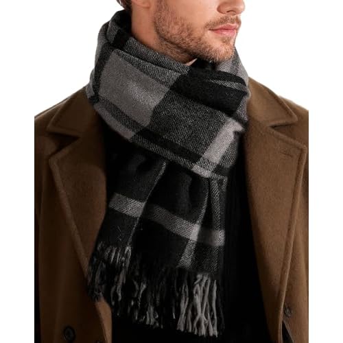 FURTALK Winter Scarf for Men Long Soft Warm Scarves Plaid Tassel Scarf for Men