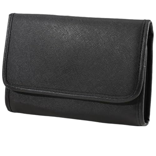 Organizador de joyas de viaje elegante estuche de PU negro texturizado 2
