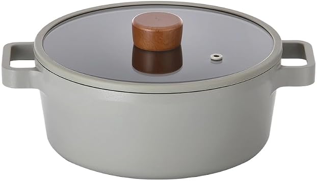 Neoflam FIKA 2.7QT 22cm Mid Night IH Stock Pot with Glass Lid, Full Induction Heating