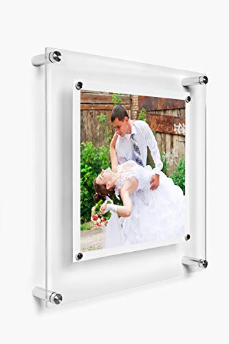 Wexel Art 14X14-Inch Be Square Magnetic Single Panel Framing Grade Acrylic Floating Frame With Silver Hardware For 12X12-Inch Art & Photos #TOP2