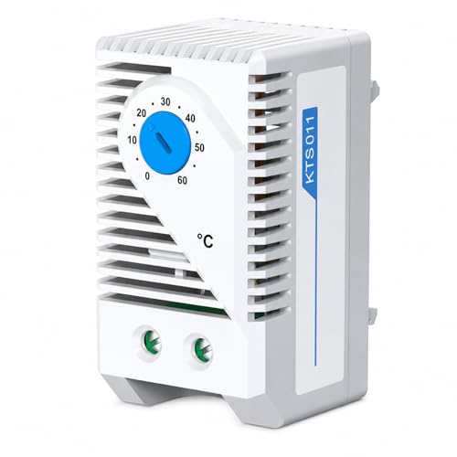Image of KTS011 Temperature Controller, Compact Electric Mechanical Thermostat Switch Adjustable 0-60℃, Normally Open, Blue Button,