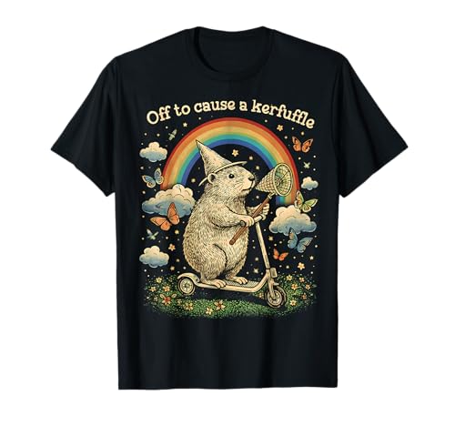 Off to Cause A Kerfuffle Funny Capybara Scooter Chaos Mode T-Shirt