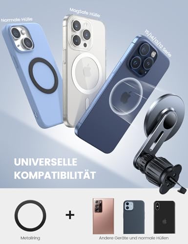 Lamicall für MagSafe Autohalterung, Handyhalter Auto - [2026 Glas-Platte] Universal Handyhalterung Auto Magnet, Starke Magnetische KFZ Lüftung Halterung für iPhone 16 15 14 13 12 Pro Max Smartphone 3