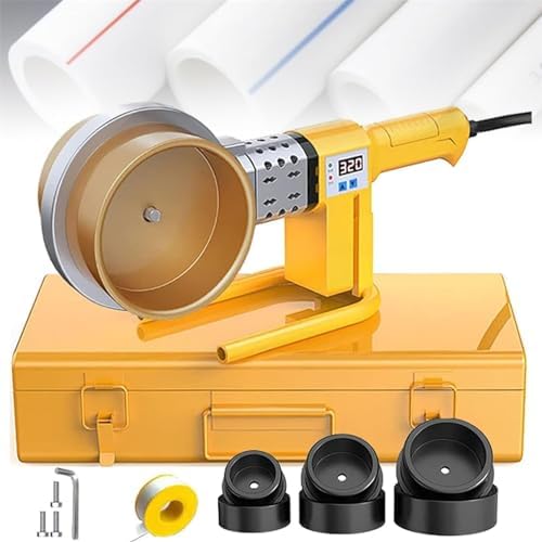 Pipe Fusion Welder, Intelligent Digital Display Water Pipe Welding Machine with 3 Die Heads (75mm, 90mm, 110mm), Temperature Range 120-330℃, Double Heat Dissipation