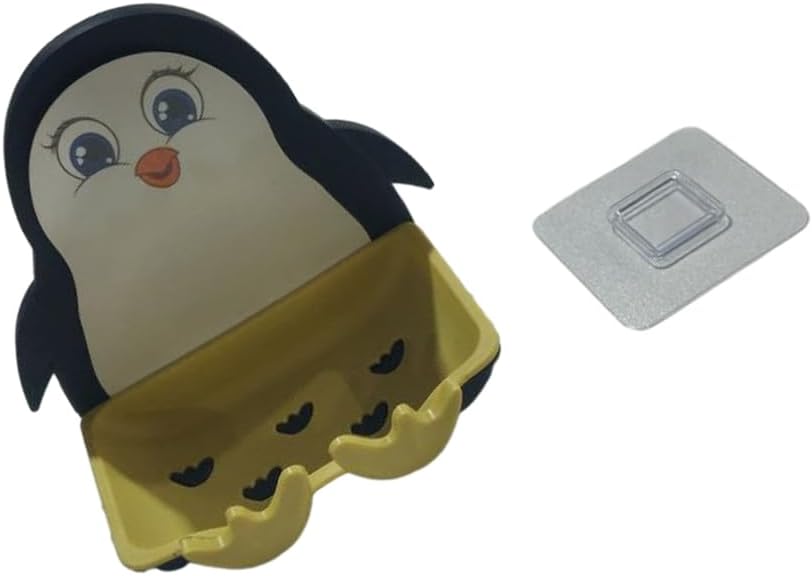 Penguins Waterproof Travel Soap Box Container Bathroom Holder Dish Portable Plastic Sealed Convenient for Shower, Black