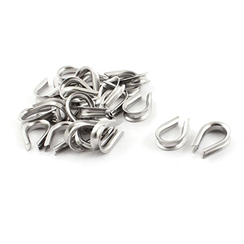 Aexit 25PCS Silver Tone Stainless Steel Cable Thimbles for 4mm 1/8 Inch Wire Rope (6da1ca344ceeca90fe352970628243fa)
