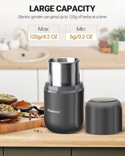 Cool Knight Herb Grinder Electric Spice Grinder [Large Capacity/High Rotating Speed/Electric]- Electric Grinder For Spices And Herbs (Grey 2) #TOP5