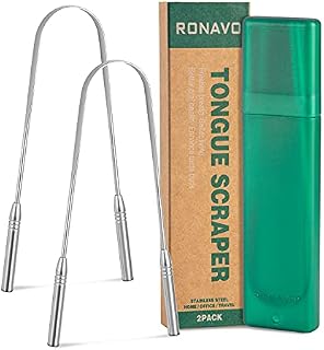 Skrobaczka do języka ze stali nierdzewnej (2 sztuki), Cure Bad Breath (klasy medycznej), ze stali nierdzewnej czyszcząca język miedź, w 100% wolne od BPA metalowe skrobaki do języka dla świeższego oddechu w ciągu