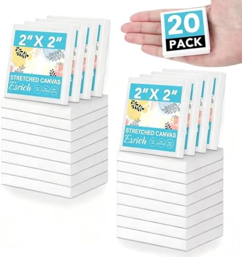 ESRICH Mini Stretched Canvas 20Pack 2x2inch, 2/5''Profile Art Pri...