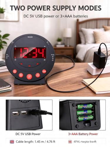 ChayWillow Vibrating Alarm Clock with Bed Shaker, Dual USB Charger - image 7