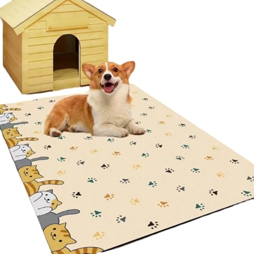 LumoLightペットのカートゥーンレザーマット 防水・防尿 拭くだけできれい 犬小屋・犬ケージ・囲い・猫砂用 犬用マット 拭き取り可能 手間がかからない (60*90cm,6)