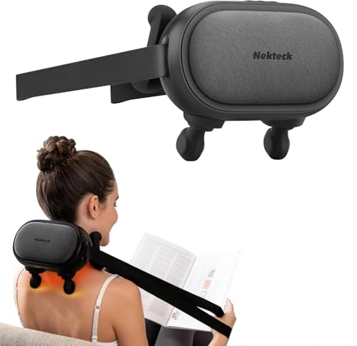 Nekteck Shiatsu Neck Massager with Heat Cordless 6D Back Shoulder Kneading Massage Pillow Body Muscle Relaxation Tools for Pain Relief Deep Tissue FSA Eligible Gifts for Mom Dad Men Women