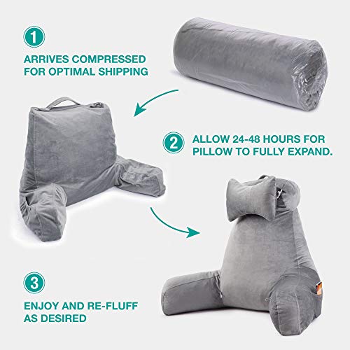 Vekkia Bed Rest Reading & Neck Pillow, Bonus Multifunction Detachable Pillow, Ergonomic Design. Perfect Back Support for Adults Reading/Watching TV/Sitting in Bed - Extra Foams Incl. Large- 23.5' - Image 6