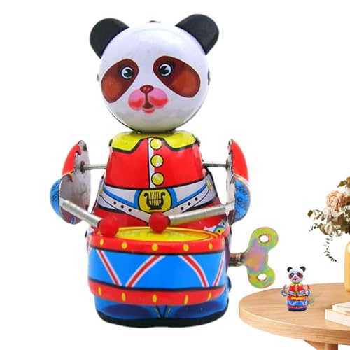 Clockwork Metal Animal Toy - Cartoon Drumming Panda Wind Up...