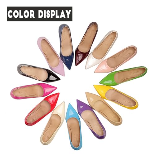 Alyaafifa Sexy Stiletto High Heel Pumps for Women Closed Pointed Toe Slip On Patent Leather Dress Shoes Formal Elegant Party Event Prom Wedding Business4