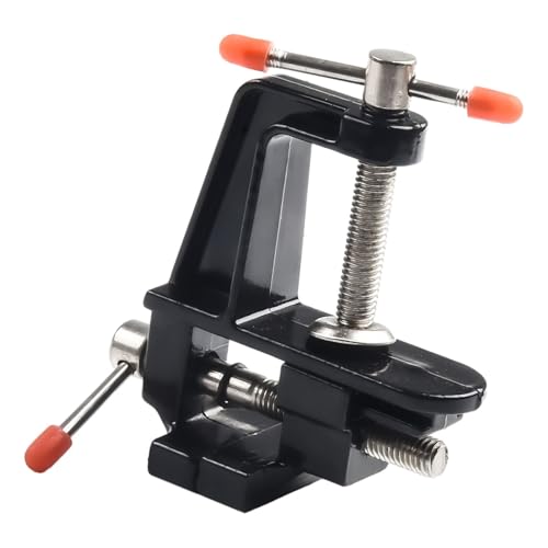 Lecreatekit Mini étau de table, corps en fonte d'aluminium avec vis en acier pour le travail du bois, bijoux, loisirs créatifs, pince d'établi compacte noire