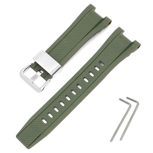 カシオ用 GST-W300 / GST-S300 / GST-W310 / GST-W330 / GST-W100用 バンド 交換バンド ベルト シリコン製 ストラップ 交換用ベルト 柔らかい スポーツ 耐衝撃 防汗 (グリーン)