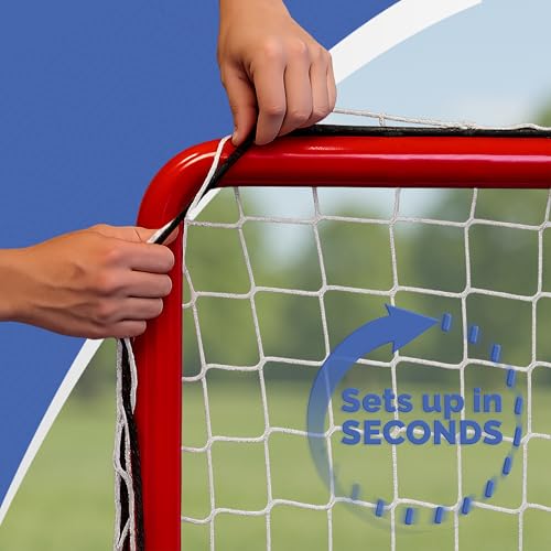 Park & Sun Lacrosse Bungee Slip-Net Replacement Goal Braided Nylon Netting with 1-1/2" Mesh, Indoor/Outdoor, White, 6' W x 6' H x 7' D