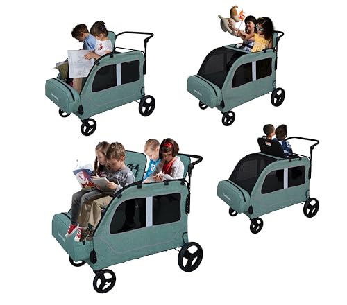 Germinate 4 Seater Wagon Stroller, Wagon for 2 3 Big Kids Toddlers Child Travel All Terrain Quad...