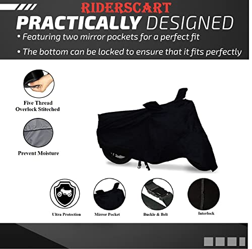 Image of Riderscart 100% Waterproof, Dustproof & UV Protection Bike Cover with Mirror Pocket and Storage Bag Body Covers for Bajaj Avenger 220 Street - Black