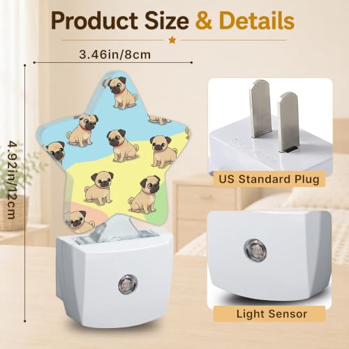 Image of Star Night Light with Dusk to Dawn Sensor, Puppy Dog Plug in Night Light for Kids Bedroom Nursery, Soft Warm Glow Lamp for Hallway Bathroom Energy Saving