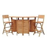 AXI Bruno Ensemble de Bar en Bois de Teck avec 2 Tabourets | Set de Jardin Pliable avec Espace de Rangement | Table de Bar avec tabourets | Ensemble de Meubles pour l'extérieur