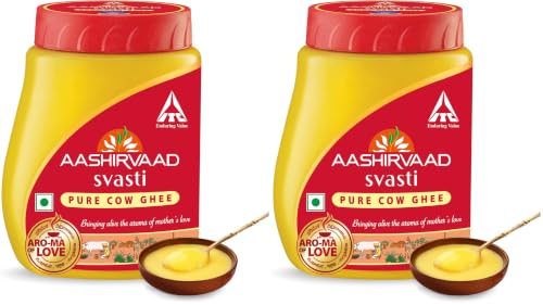 Image of Aashirvaad Pure Cow Ghee, PET Jar, Rich Aroma, 500ml (Pack of 2)