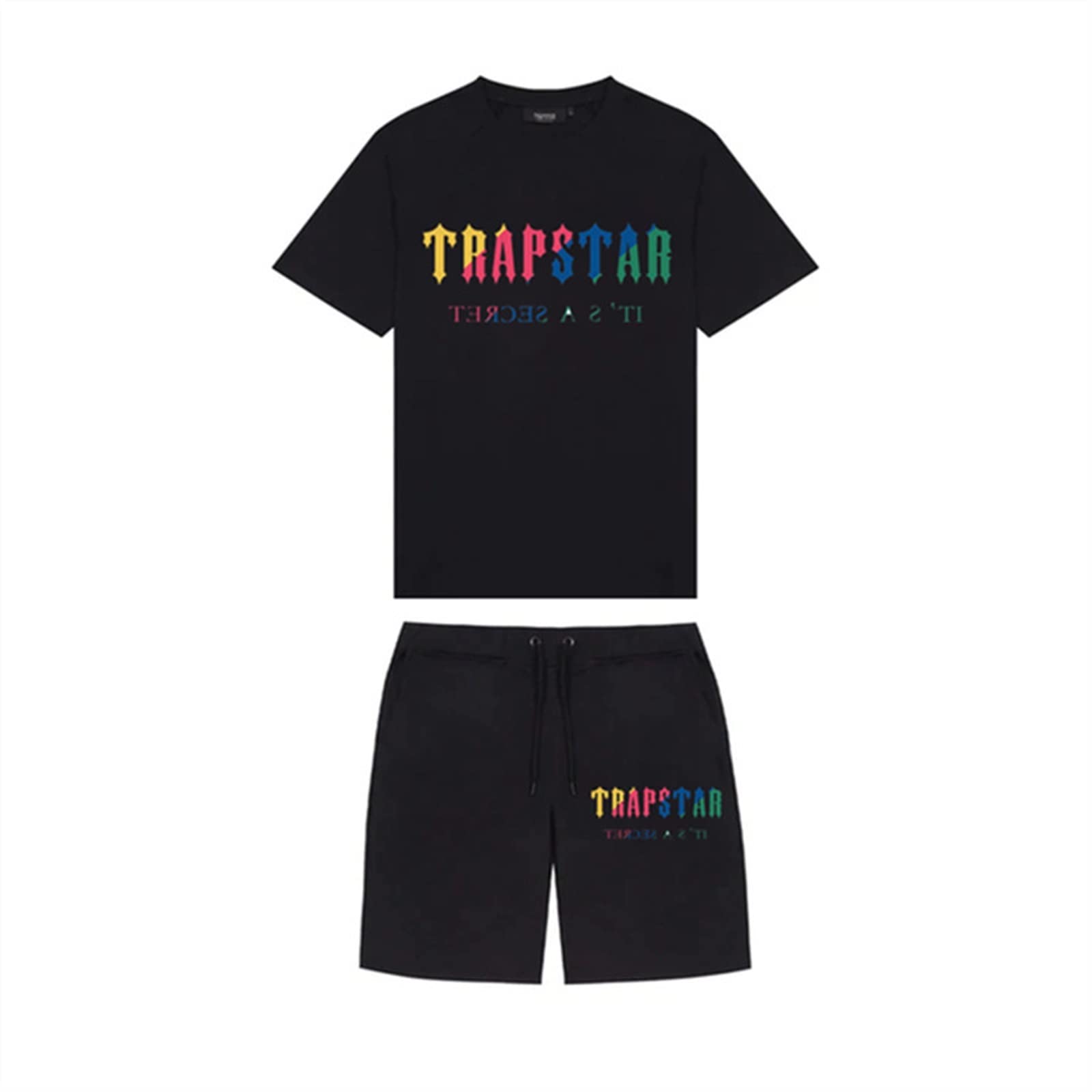 YOUPO Trapstar Letters Printed Casual Sportswear Suit, Men and Women T-Shirt + Shorts + Hat 3 Piece, Loose Jogging Short Sleeve Tracksuits (Color : G1, Size : X-Large)