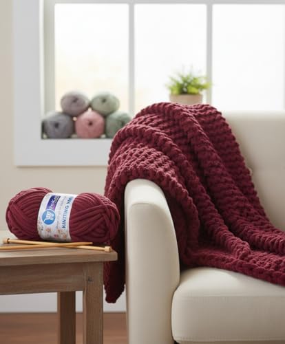 Image of ProKart Premium Blankie Wool, Plush & Cuddly, Chenille Yarn Supersoft Hand Knitting Wool Ball | caps, Throws, Home Furnishing, Scarves, Blankets (Maroon, 100gms x 1 Pack)