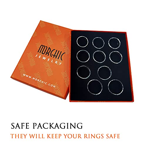 Morchic 10Pcs Hematite Stone Multi Faceted Rings For Women Men Unisex, 6Mm Thick (Pack Of Mixed Size) #TOP1