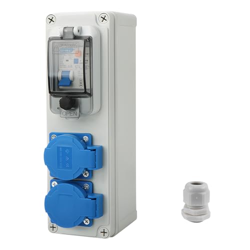 Cuadro Electrico Superficie, Interruptor Automático 2P de 250 V, Unidad de Distribución de Alimentación de 16 A, para Interiores/Exteriores, Unidad de Distribución Suspendida IP54 (1)