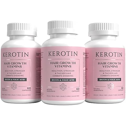 Kerotin Hair Growth Supplement for Longer, Stronger Hair - Enriched with Biotin, Folic Acid, Saw Palmetto to Promote Thick, Healthy Hair Growth (3 Months) Cover