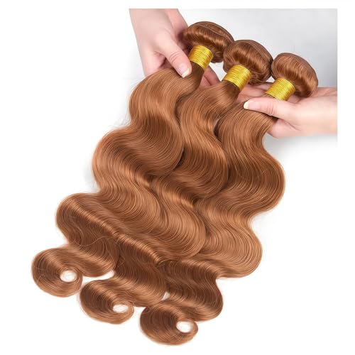 Brown Human Hair Bundles #30 Body Wave 26 28 30 Inch Brazilian Virgin Hair Double Weft Wet and Wavy No Tangle Hair Extensions for Women — view 6