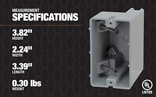 Image of Southwire Southwire MSB1G One Gang Device Box with Depth Adjustable; Heavy Duty 42lb; Gray