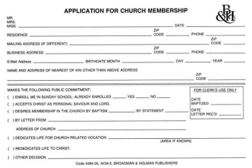 Application for Church Membership