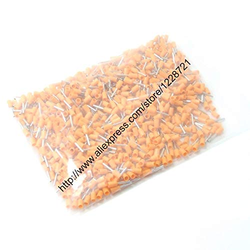 Onvas 1000pcs/pack E2508 Cord End Insulated Terminals Wire Connectors Bootlace Ferrules For 2.5mm2 14 AWG 8mm of Pin Length Brass tube - (Color: blue)