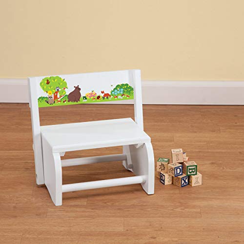 Children's White Woodland Animals Step Stool