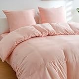  MOHAP 4 Pièces Parure de Lit Adulte Housse de Couette 220x240cm+Drap Housse 160x200+2 Taies d\'oreillers 65x65cm Rose Normal 80 Fils/cm² Housse de Couette 2 Personnes avec Fermeture Éclair