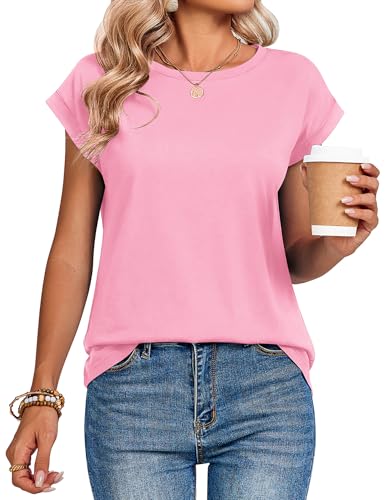 Image of Zeagoo Womens Tops Summer Casual Cap Sleeve Tshirts Shirts Business Dressy Spring Fashion Outfits Trendy Clothes